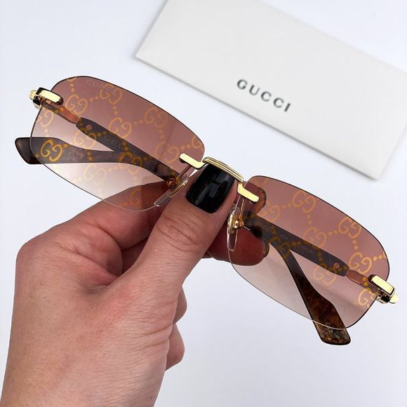 Gucci GG1221S 004 BRAND NEW Sunglasses Gold Yellow Red Mirrored Square Unisex - Picture 2 of 14